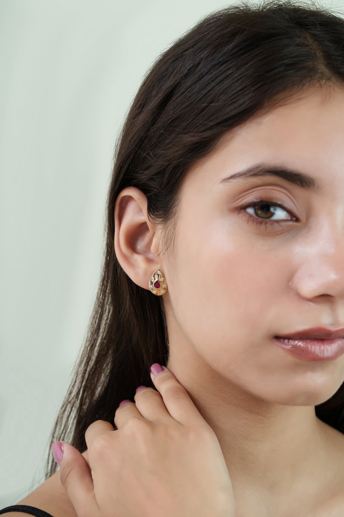 Ruby Diamond Stud Earrings