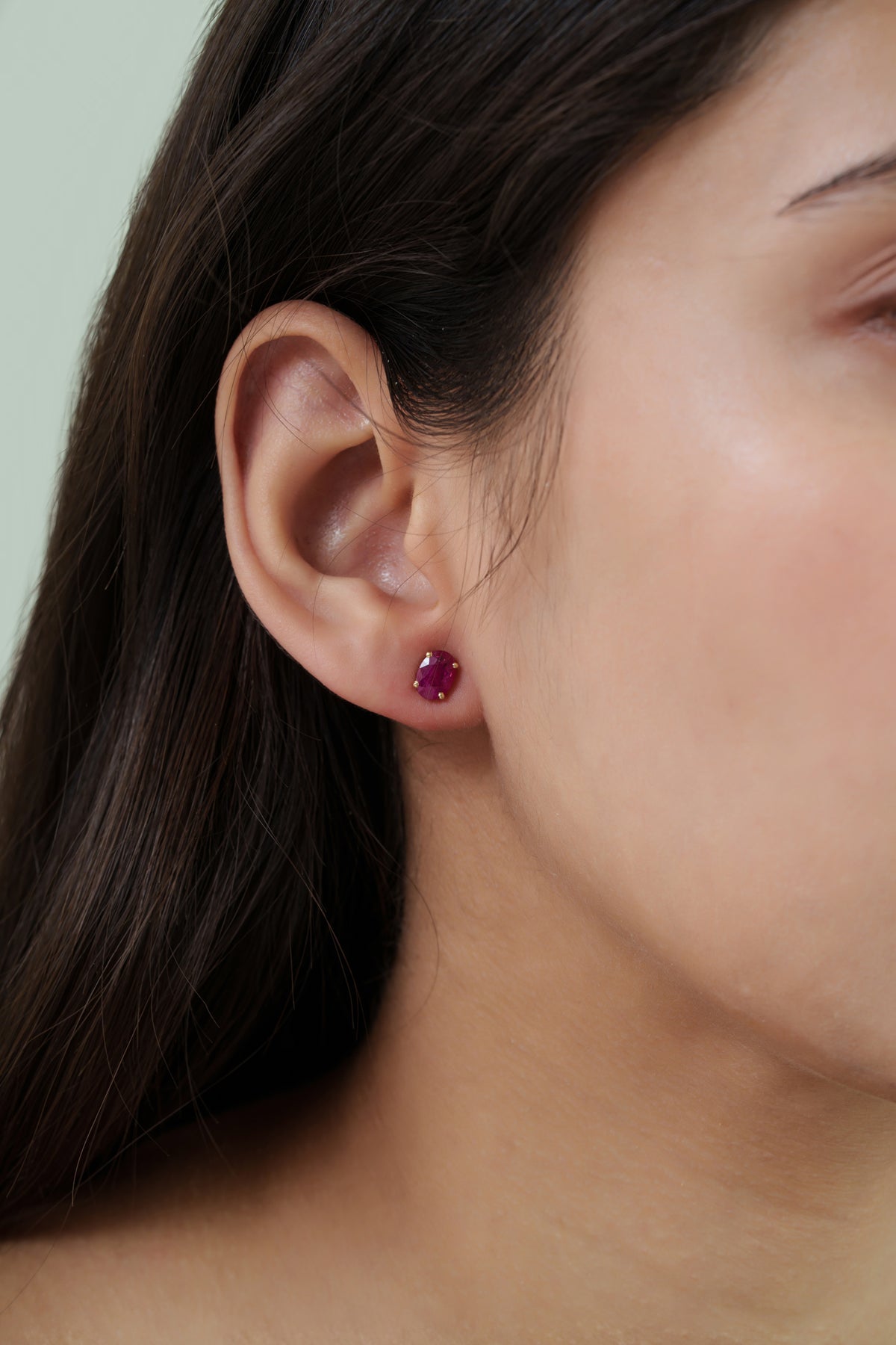 Ruby Diamond Halo Stud Earrings