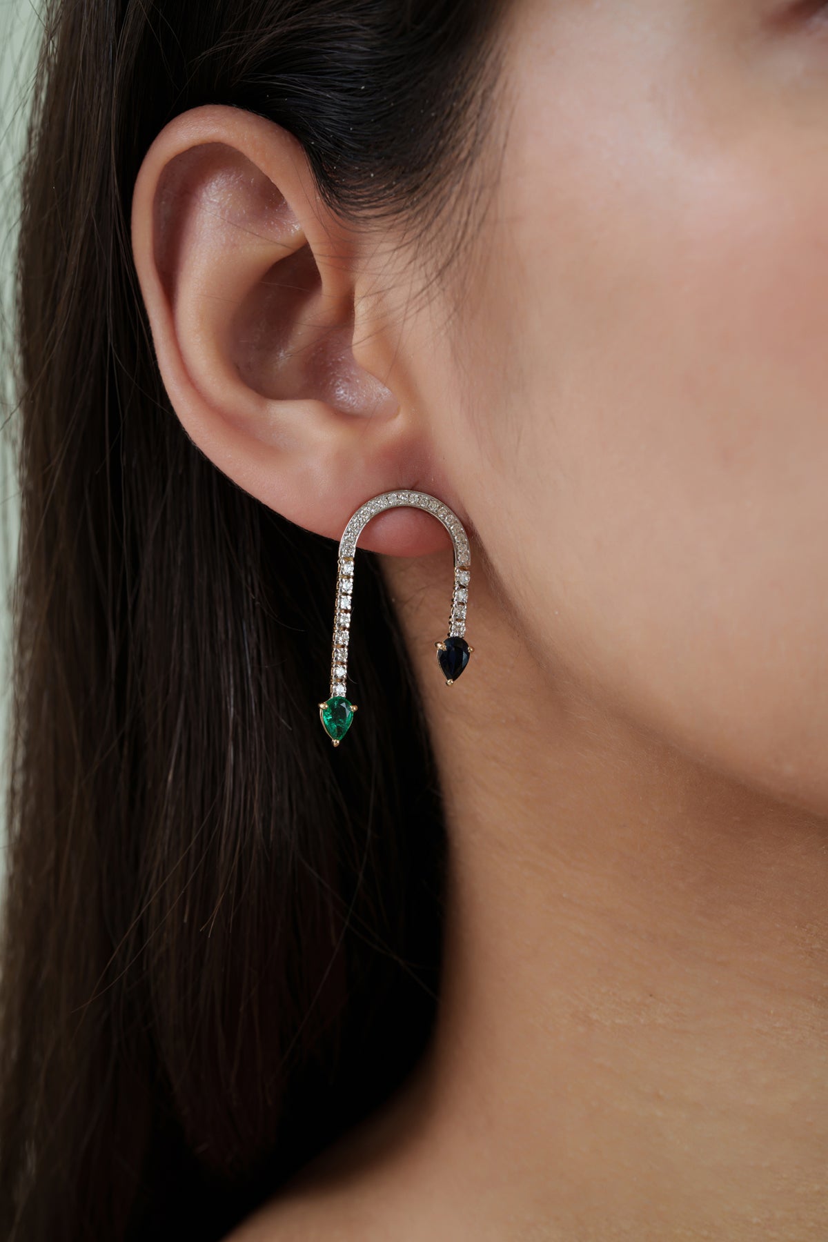 Emerald & Sapphire Drop Earrings