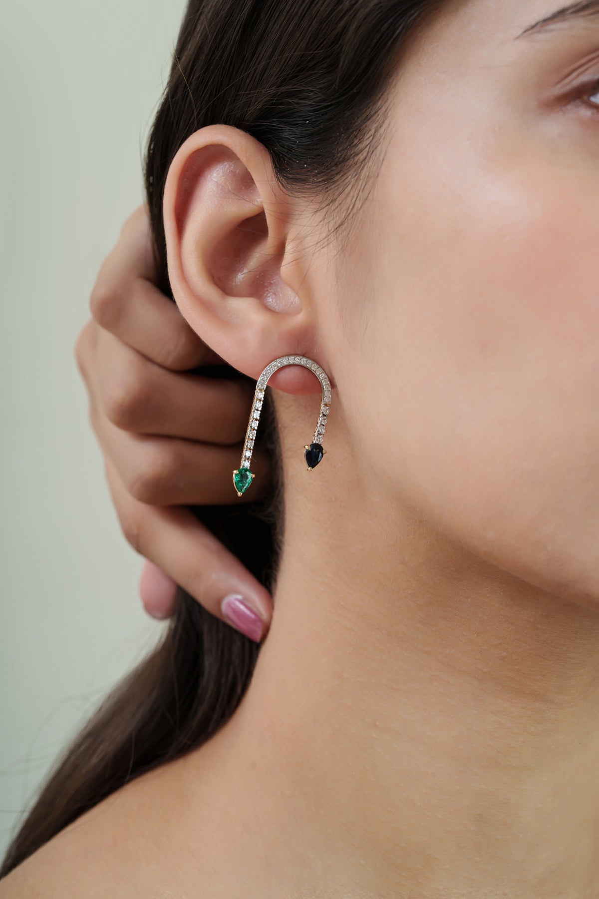 Emerald & Sapphire Drop Earrings