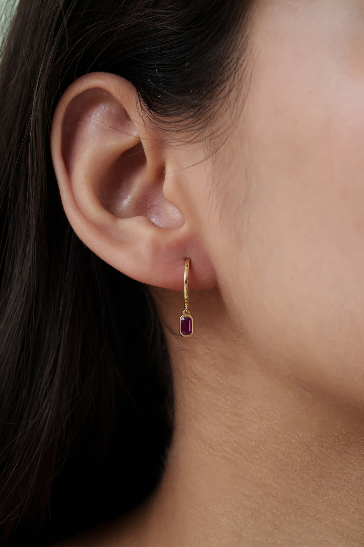 Ruby Drop Hoop Earrings