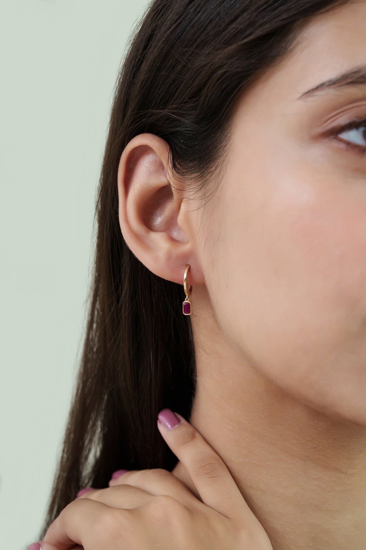 Ruby Drop Hoop Earrings