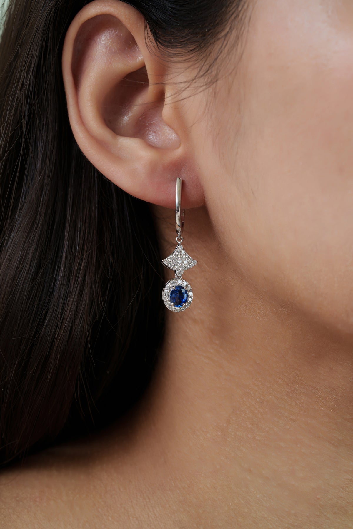 Blue Sapphire Diamond Drop Earrings