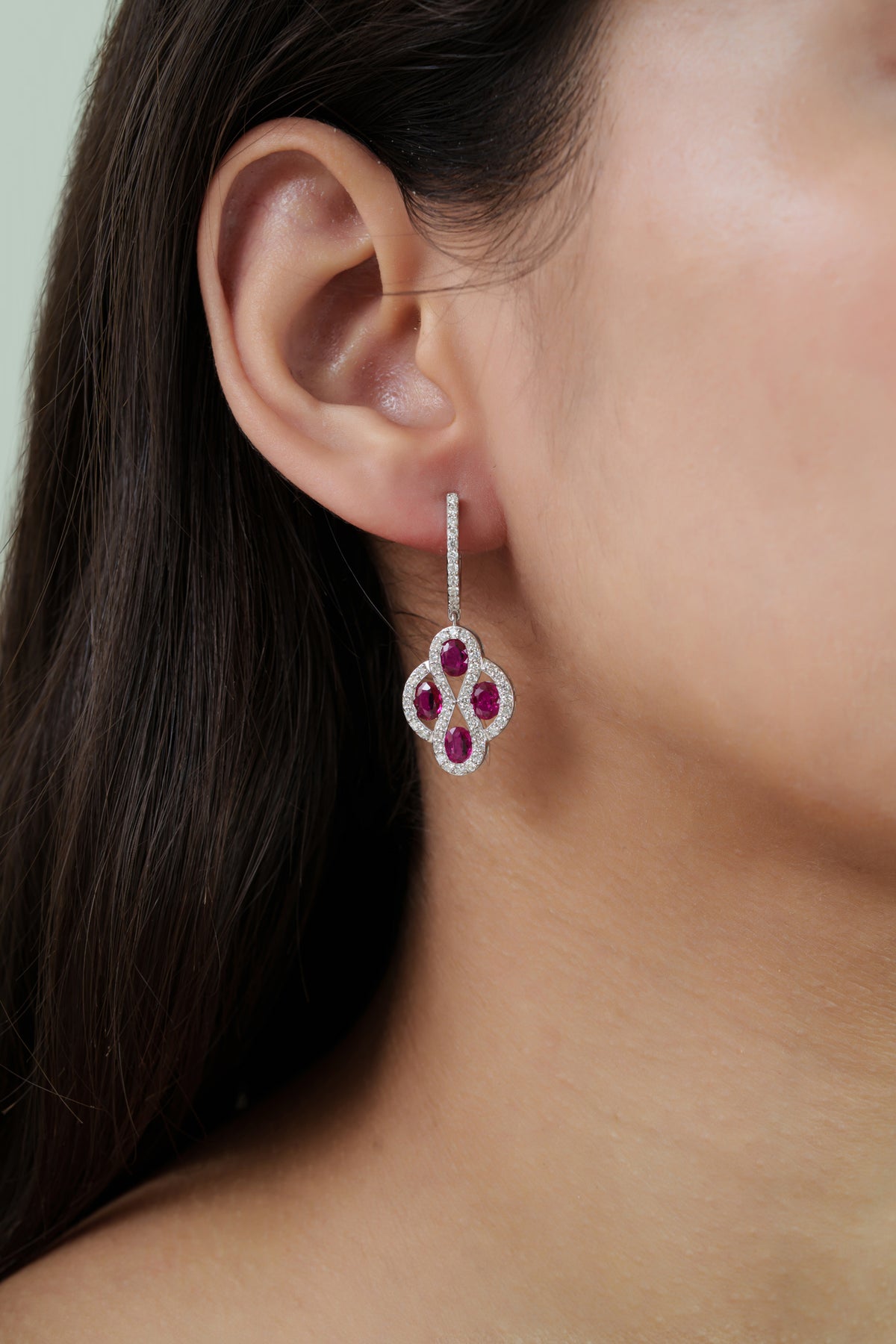 Ruby Diamond Drop Earrings