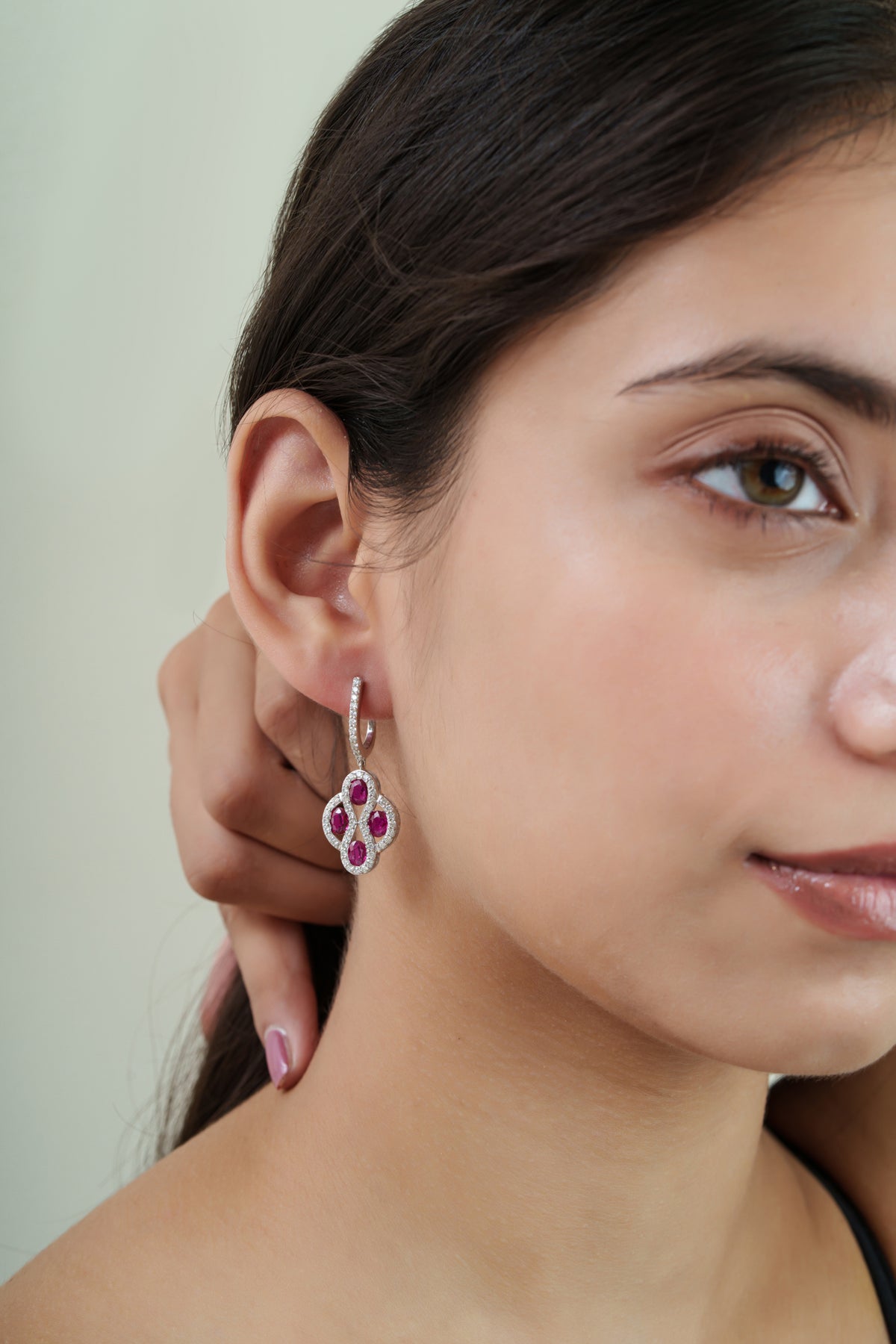 Ruby Diamond Drop Earrings