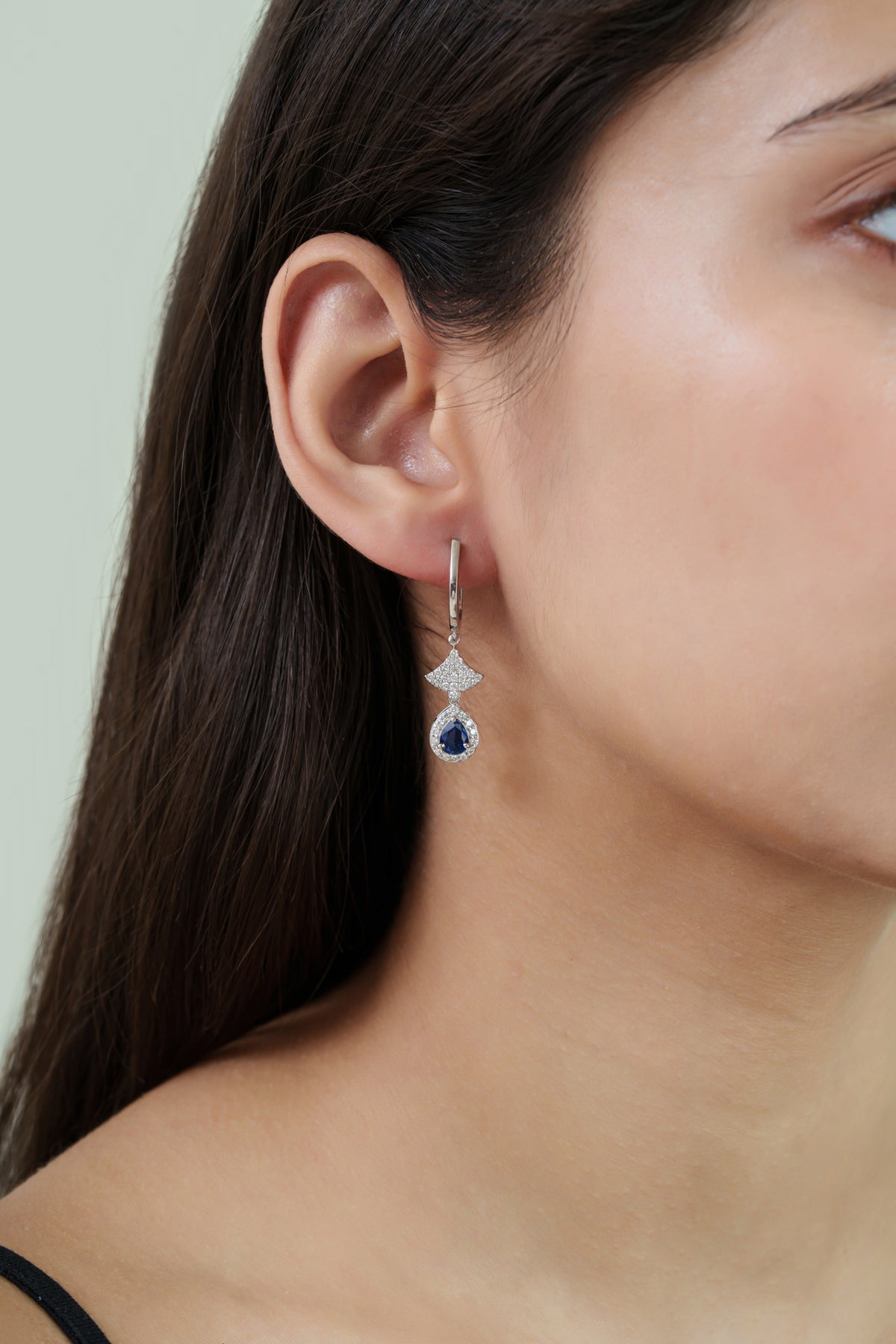 Blue Sapphire Diamond Drop Earrings