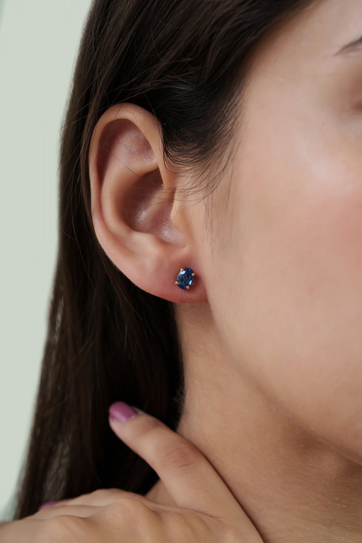 Blue Sapphire Diamond Halo Stud Earrings