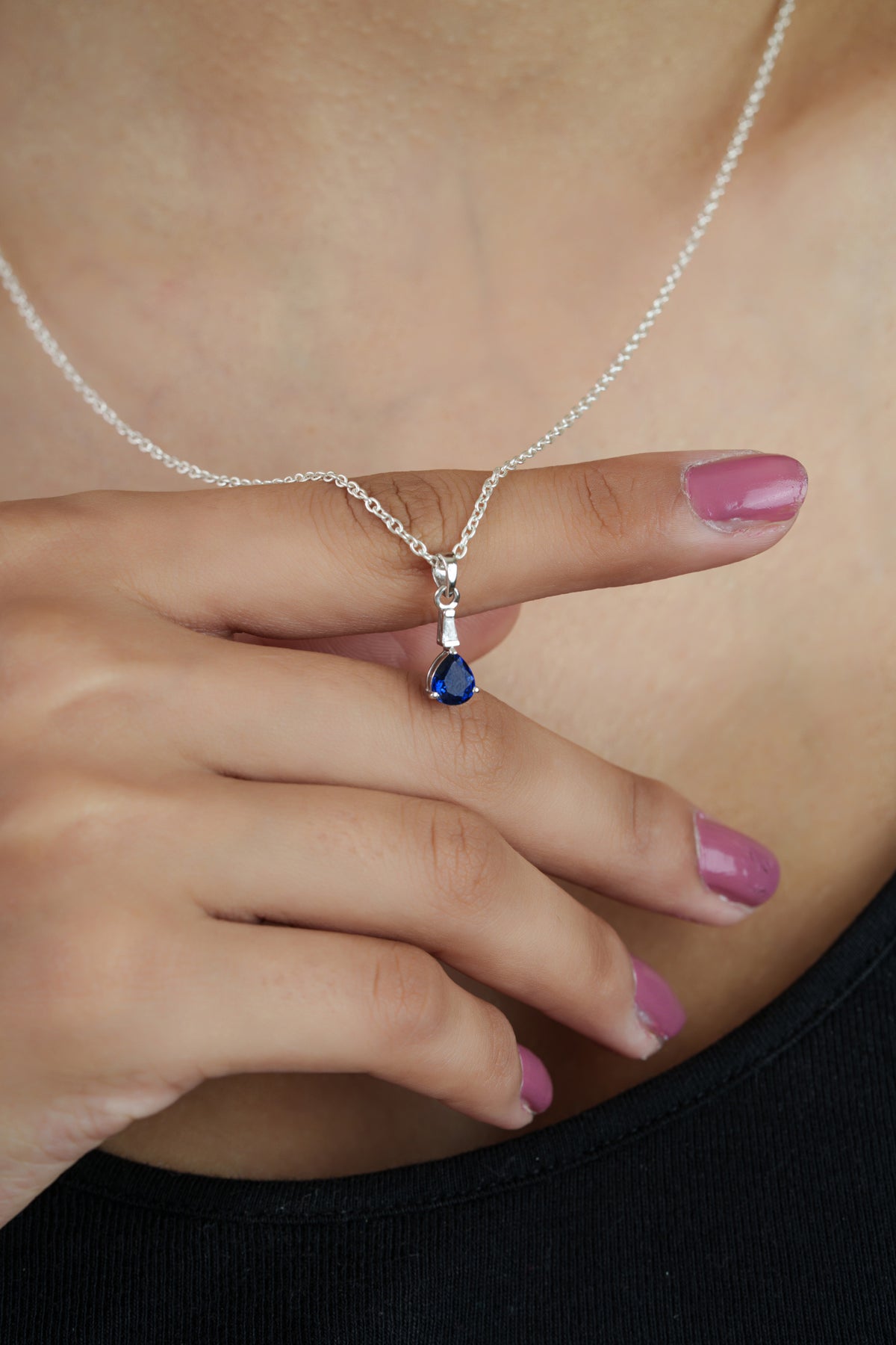 Blue Sapphire Diamond Pendant