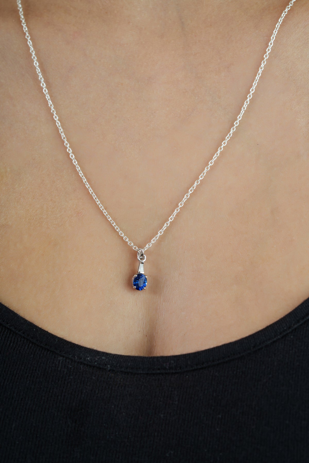 Blue Sapphire & Diamond Pendant