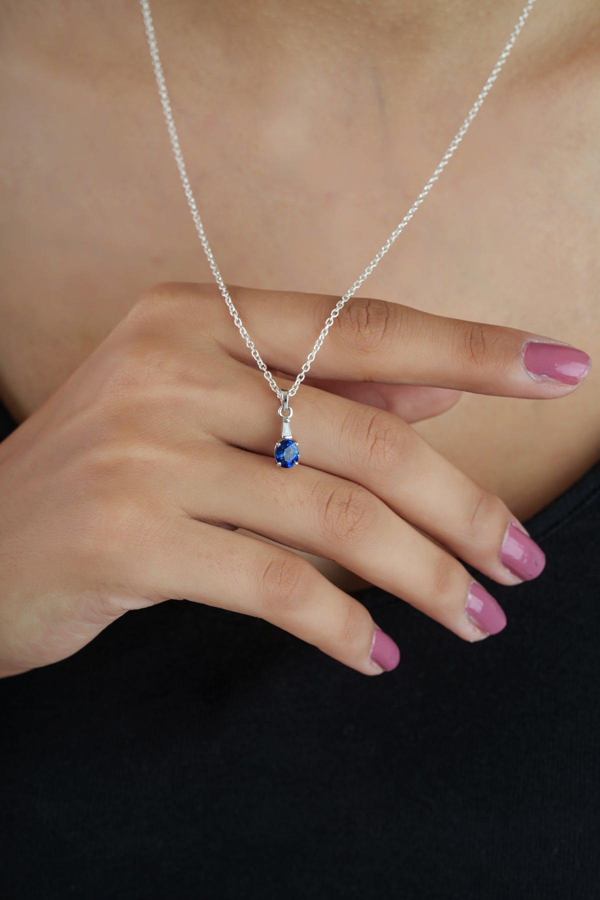 Blue Sapphire & Diamond Pendant