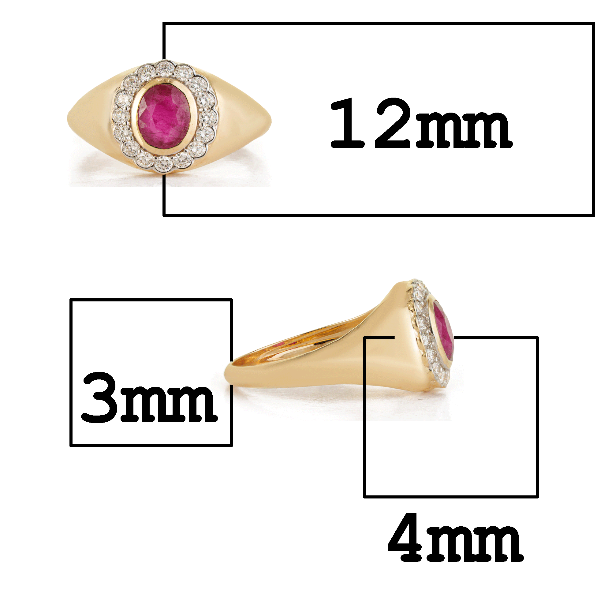 Ruby Diamond Halo Signet Ring