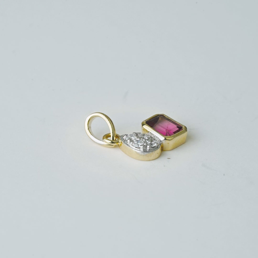 Pink Tourmaline & Diamond Drop Pendant