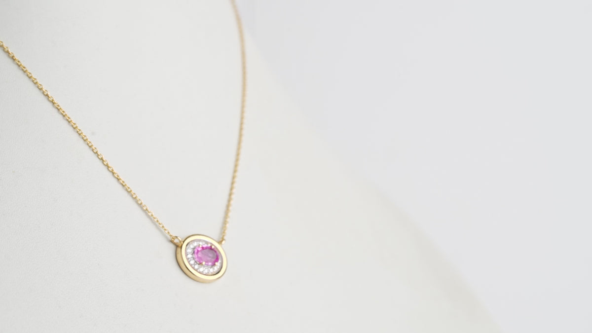 Pink Sapphire & Diamond Pendant Necklace