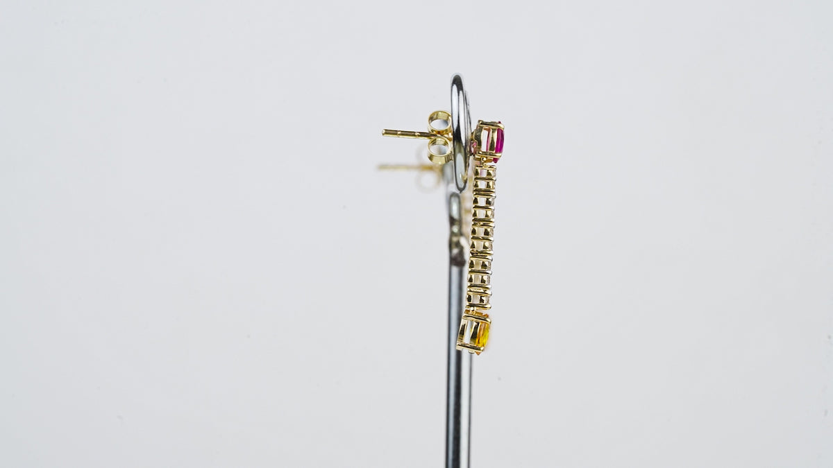 Ruby & Yellow Sapphire Drop Earrings