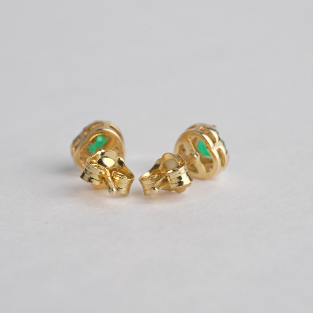Emerald Heart Stud Earrings