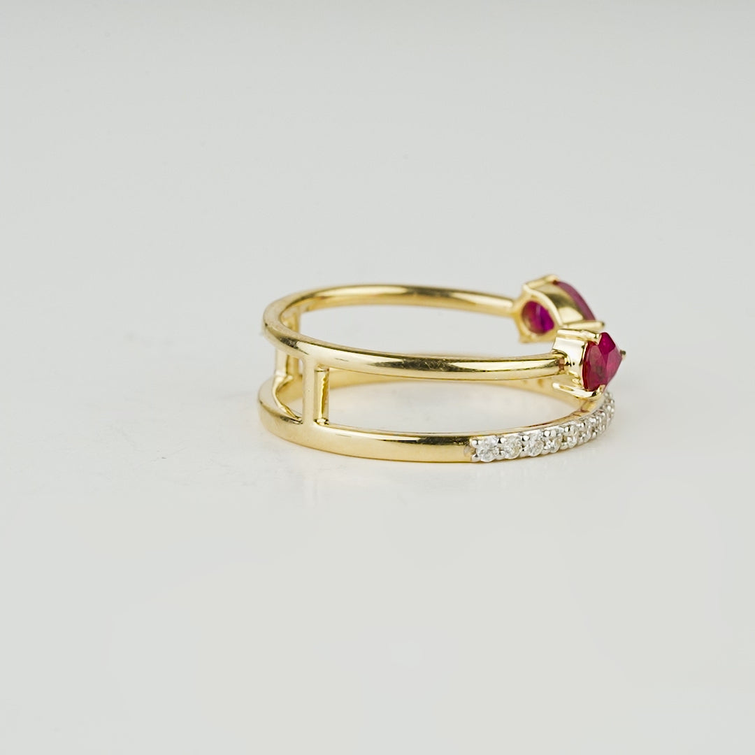 Ruby Open Ring with Diamond