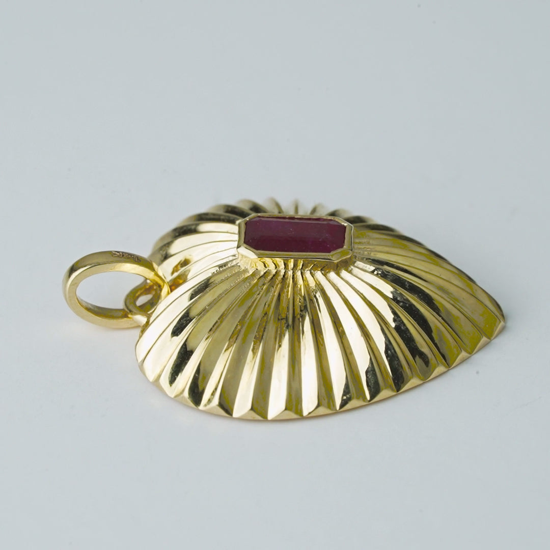 Emerald Cut Ruby Necklace Charm