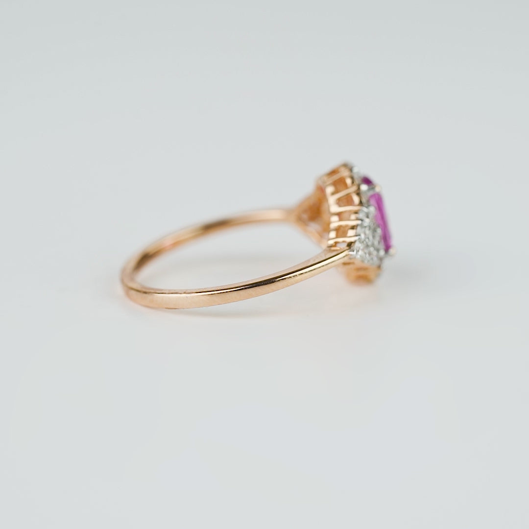 Pink Sapphire Halo Ring