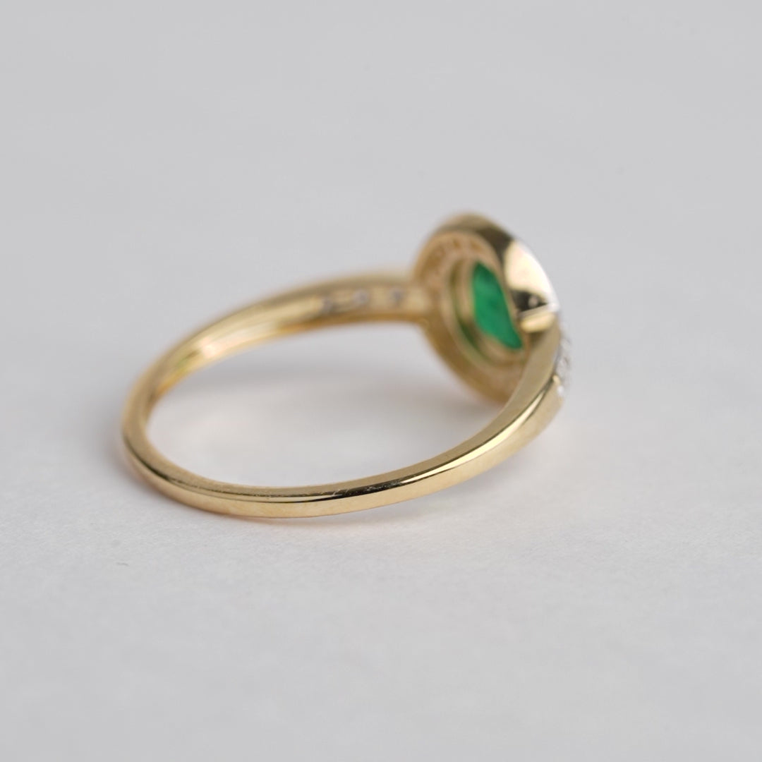 Emerald Diamond Halo Ring