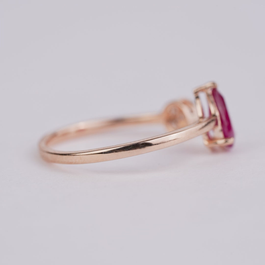 Pear Ruby Diamond Bypass Ring