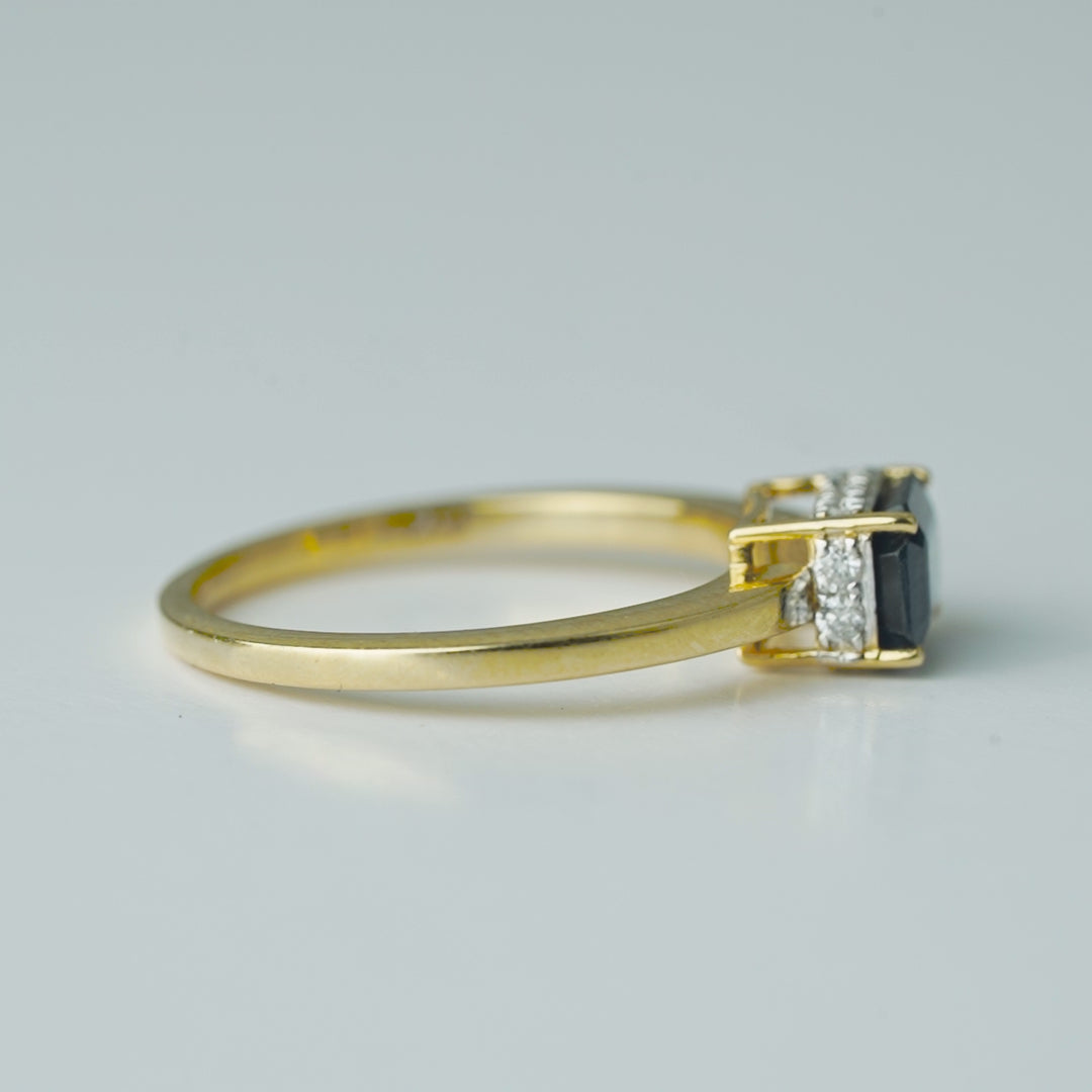 Emerald Cut Blue Sapphire diamond Ring