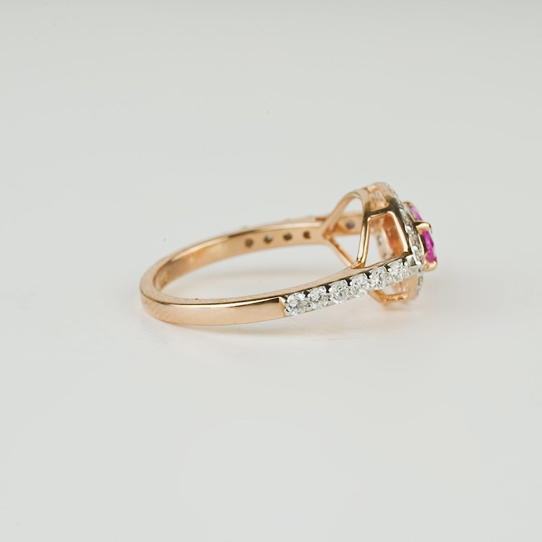 Marquise Cut Pink Sapphire Diamond Ring