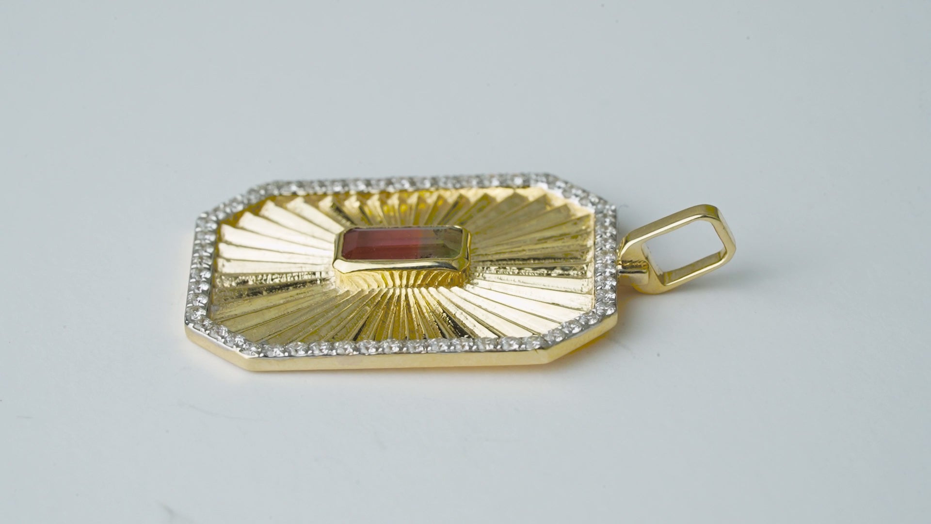 Watermelon Tourmaline Diamond Pendant