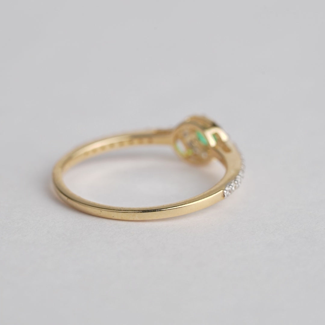 Pear Emerald Diamond Halo Ring
