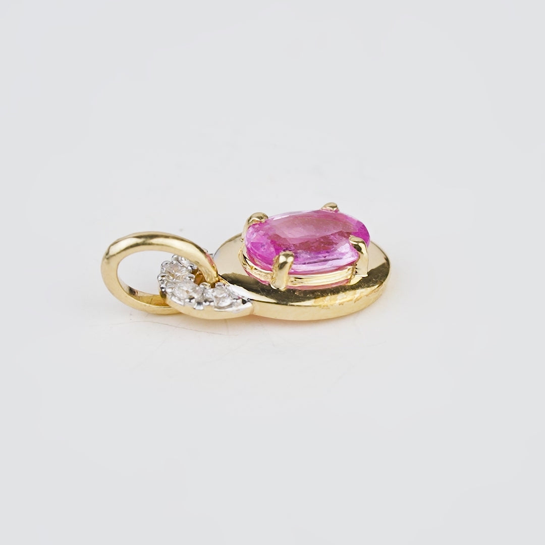 Oval Pink Sapphire Diamond Pendant
