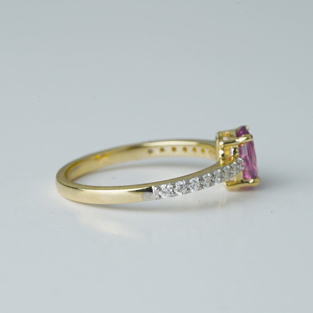 Pink Sapphire Diamond Ring