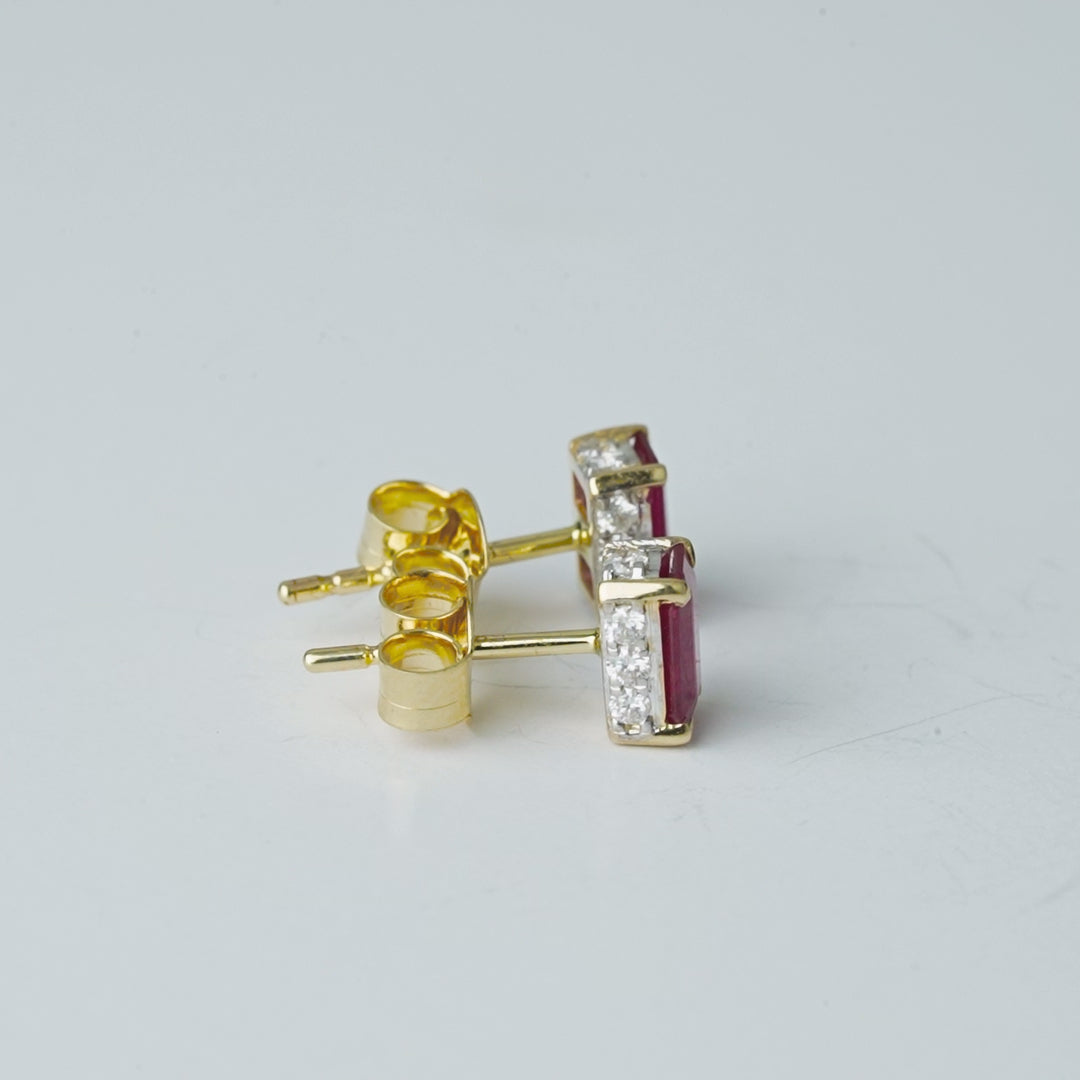 Ruby Diamond Stud Earrings