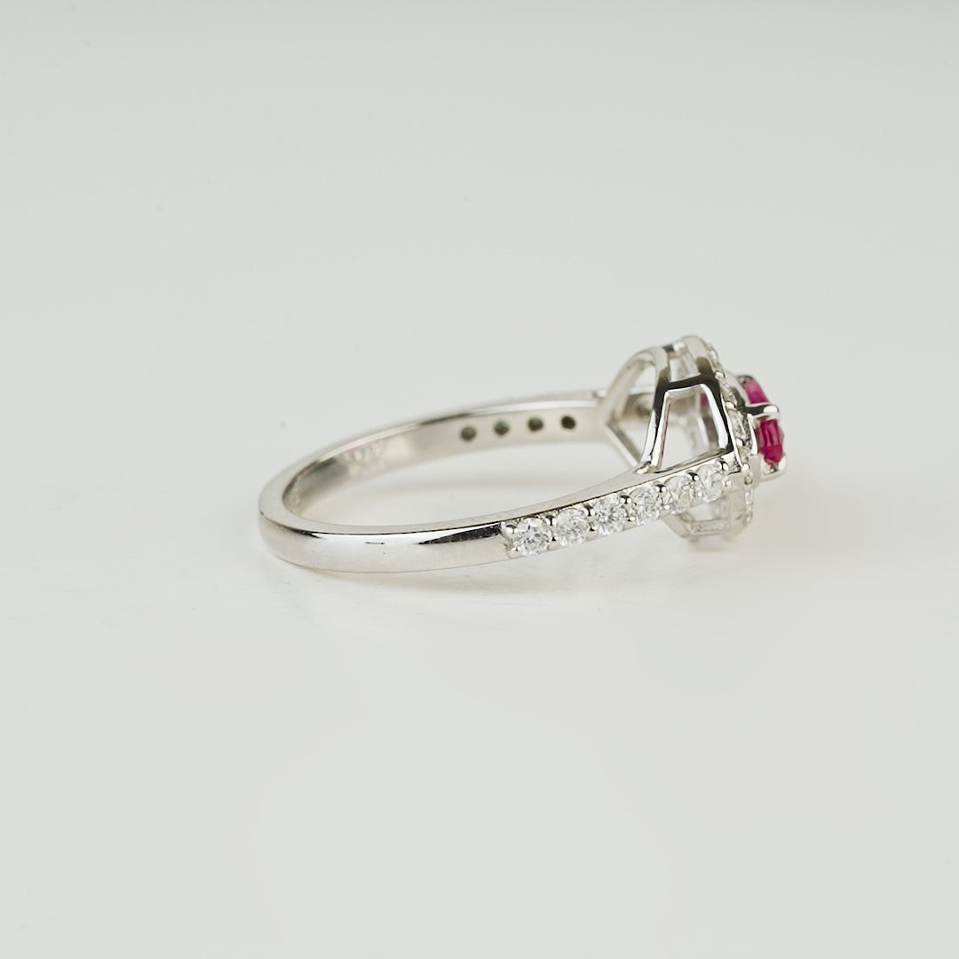 Marquise Ruby Halo Ring