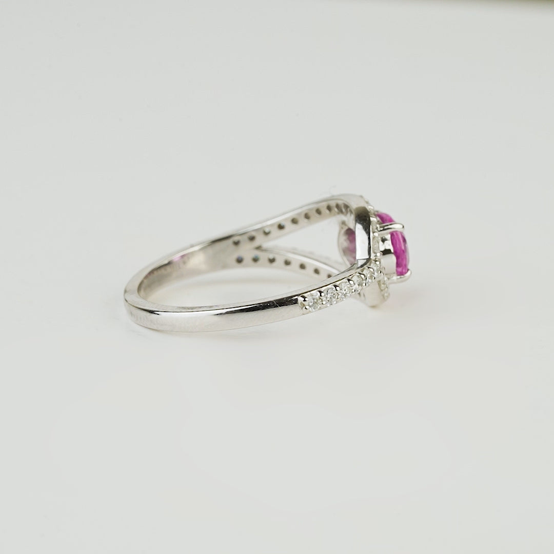 Pink Sapphire Diamond Ring