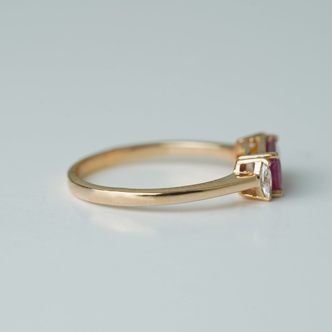 Emerald Cut Ruby Diamond Ring