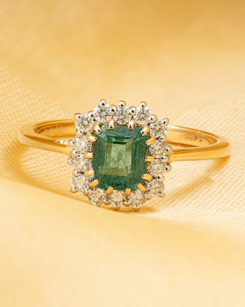 Octagon Emerald Diamond Ring